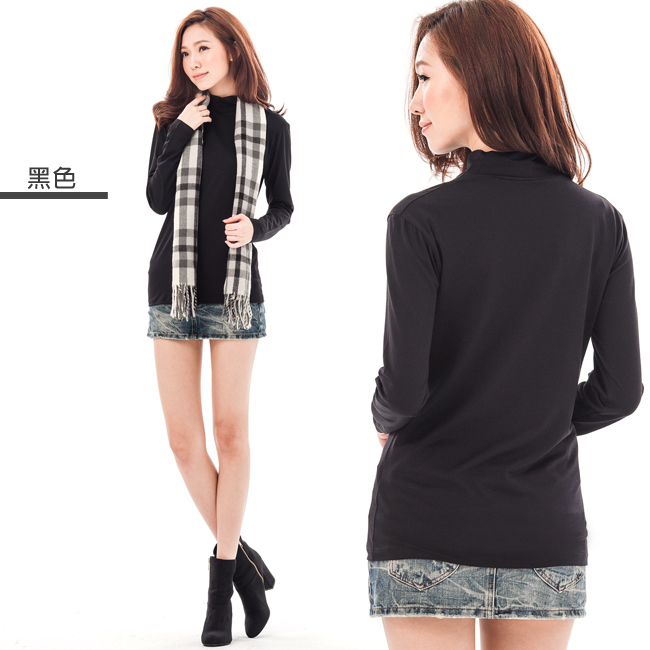 台灣製女吸濕保暖發熱衣-立領款