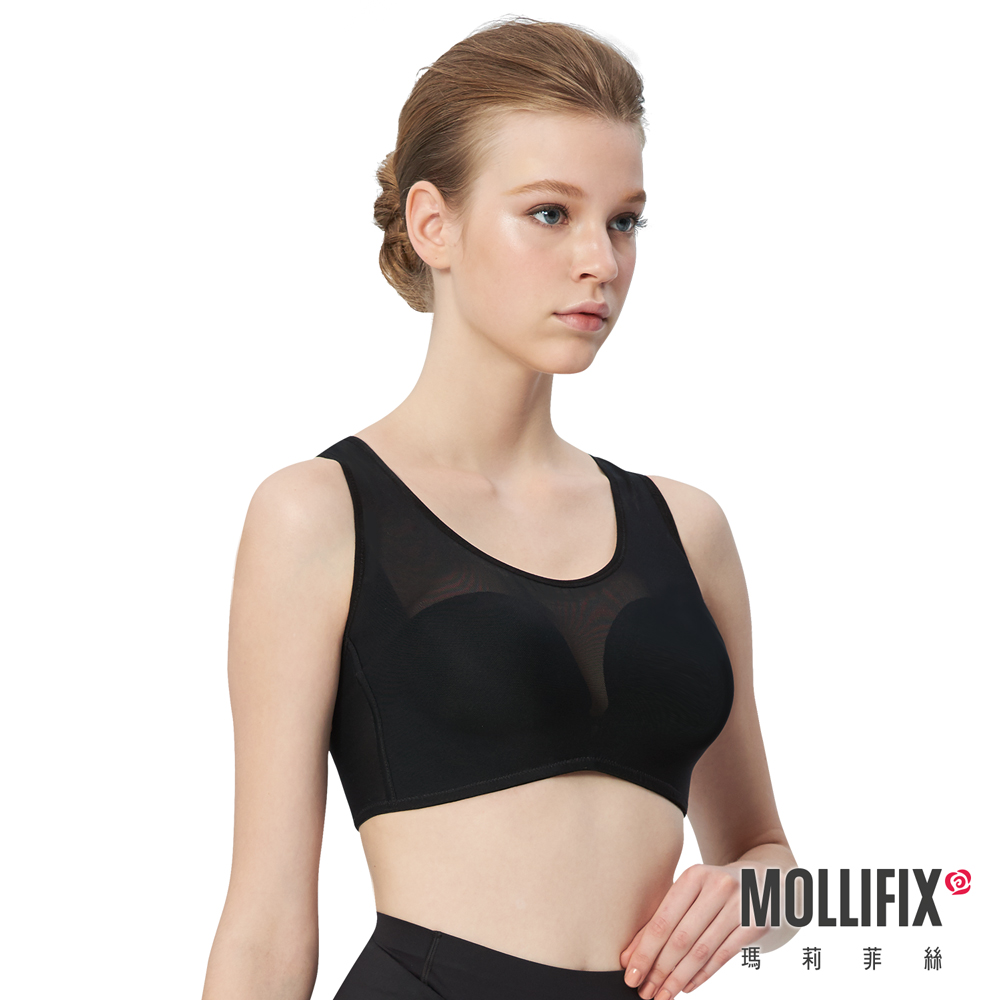 【Mollifix】軟鎧甲 無鋼圈美胸BRA (黑)