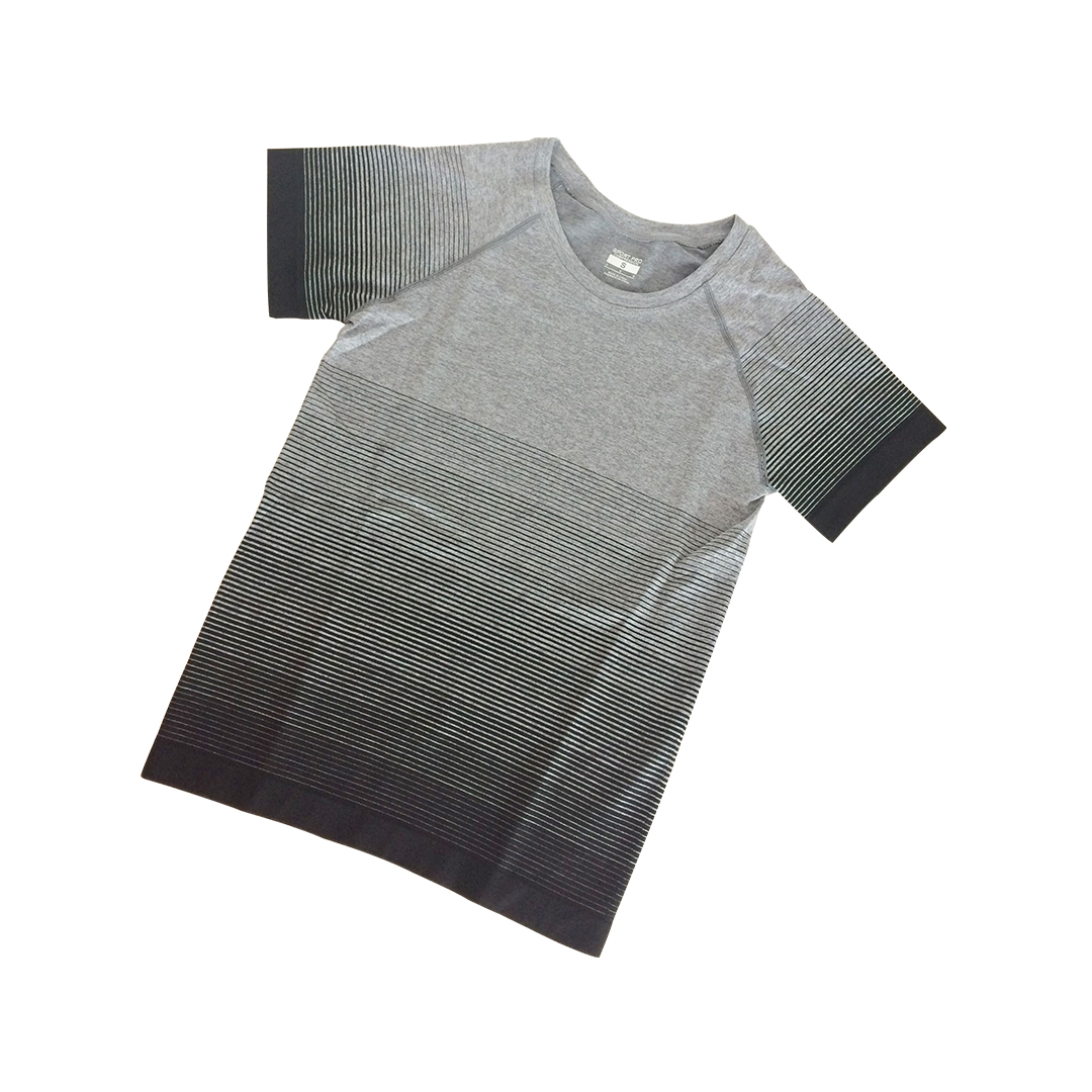 漸變色高彈力透氣圓領運動短袖棉衣