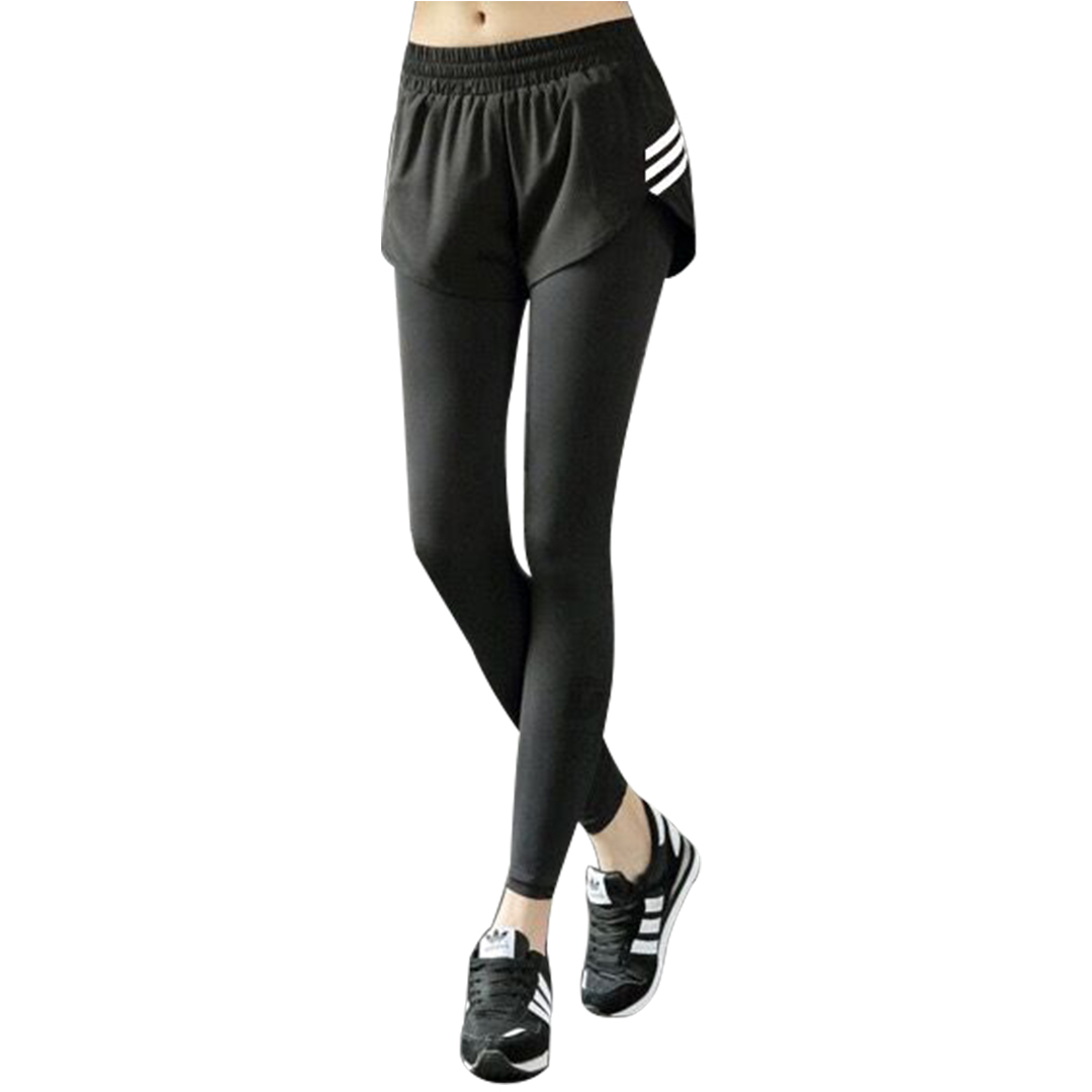 彈力緊身顯瘦速干瑜伽假兩件運動褲