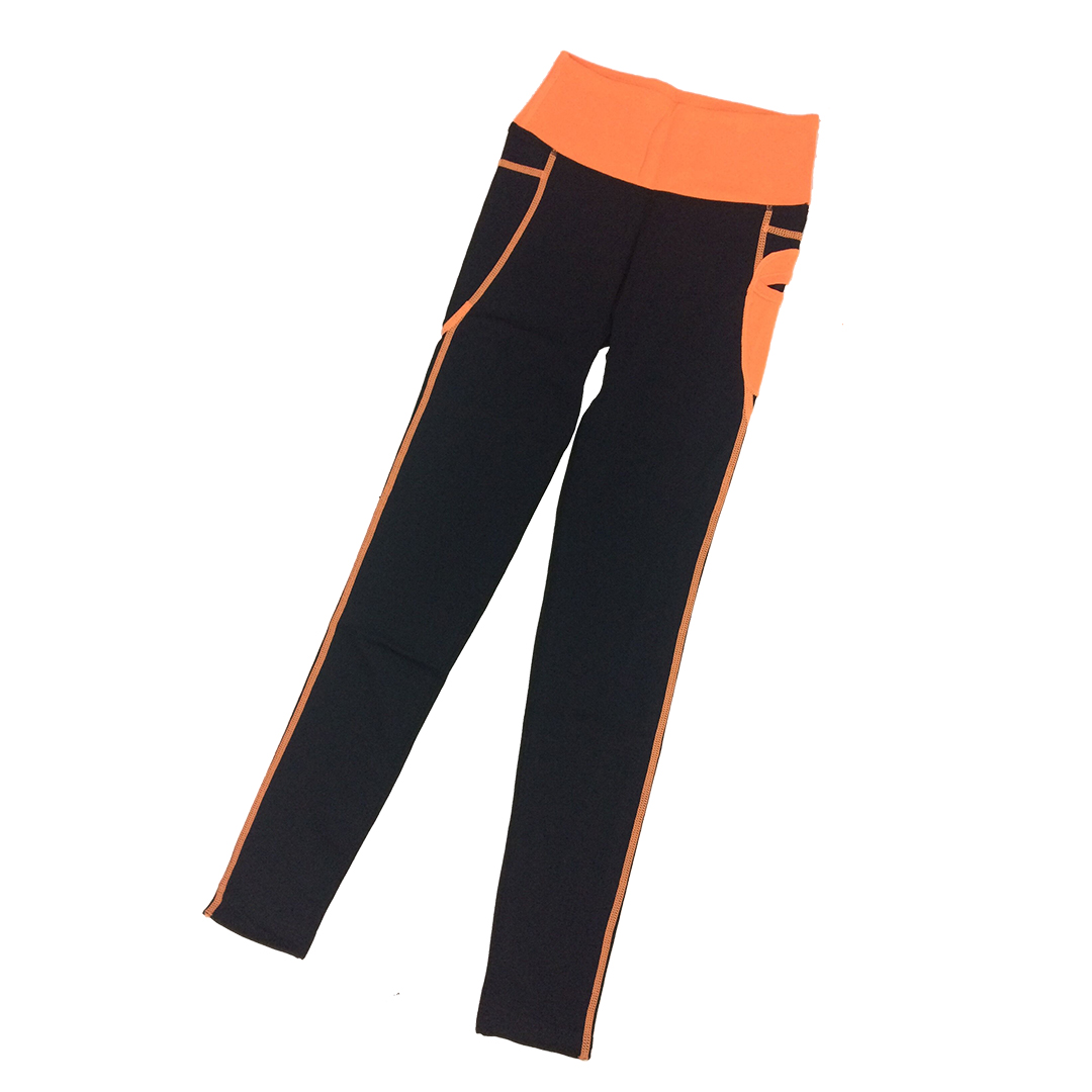 帶口袋高腰高彈力健身運動長褲