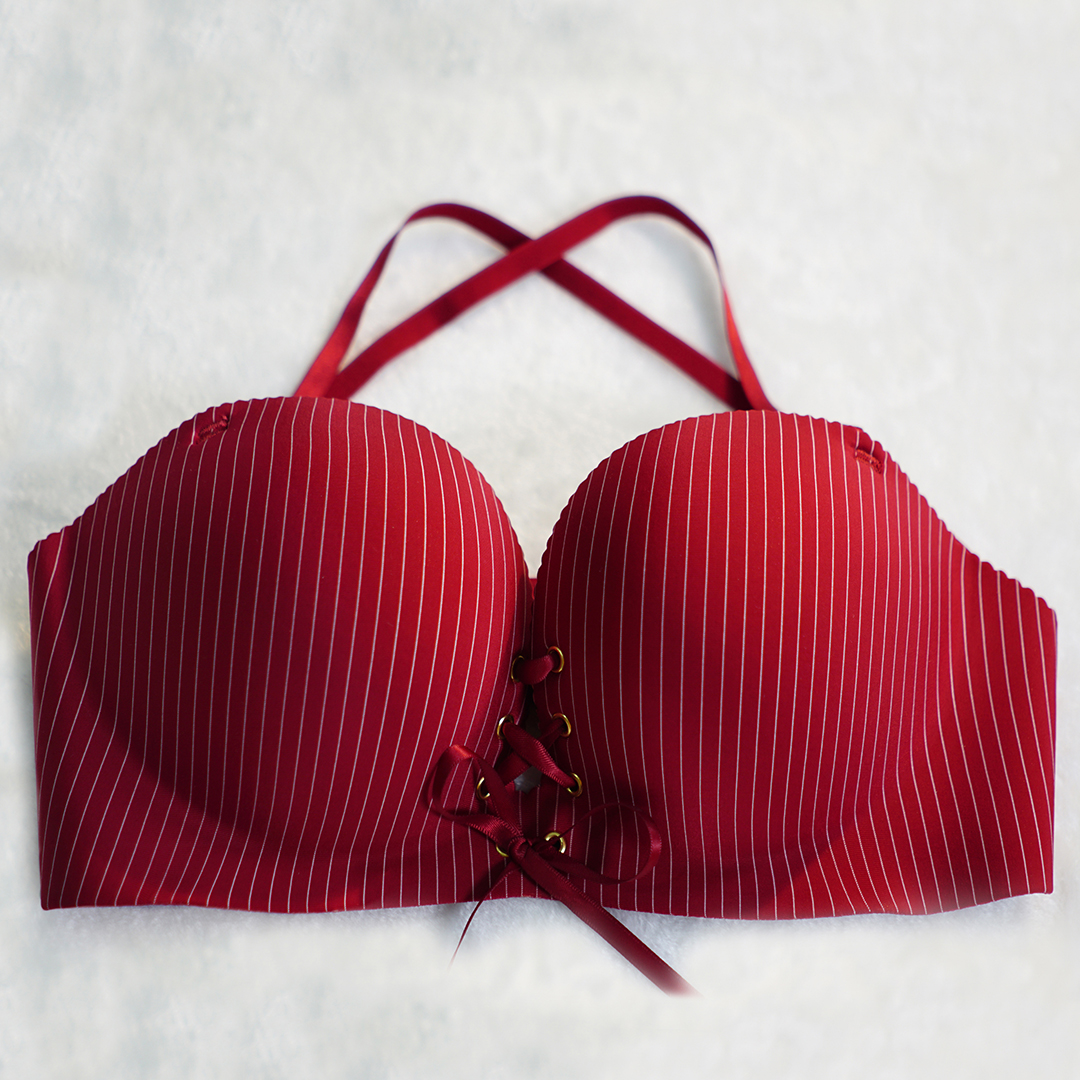 最新條紋透氣拉繩集中晚禮服百搭隱形內衣