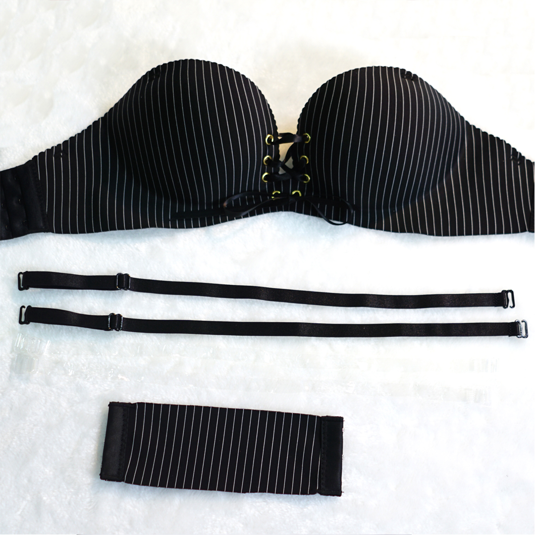 最新條紋透氣拉繩集中晚禮服百搭隱形內衣