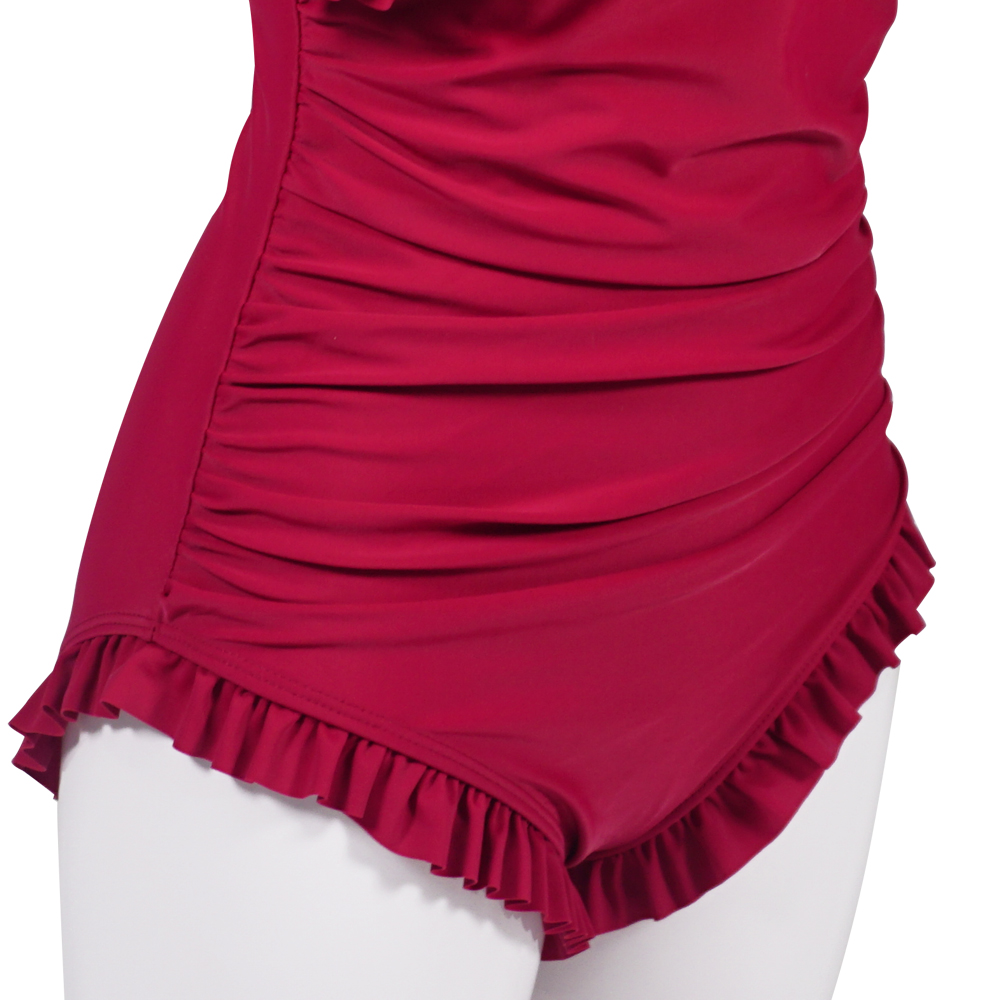 時尚連體平角掛脖泳衣