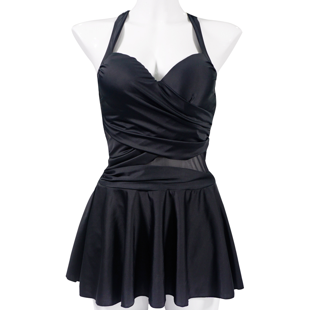 性感美背裙式鋼托大碼泳衣