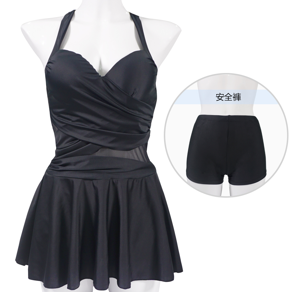 性感美背裙式鋼托大碼泳衣