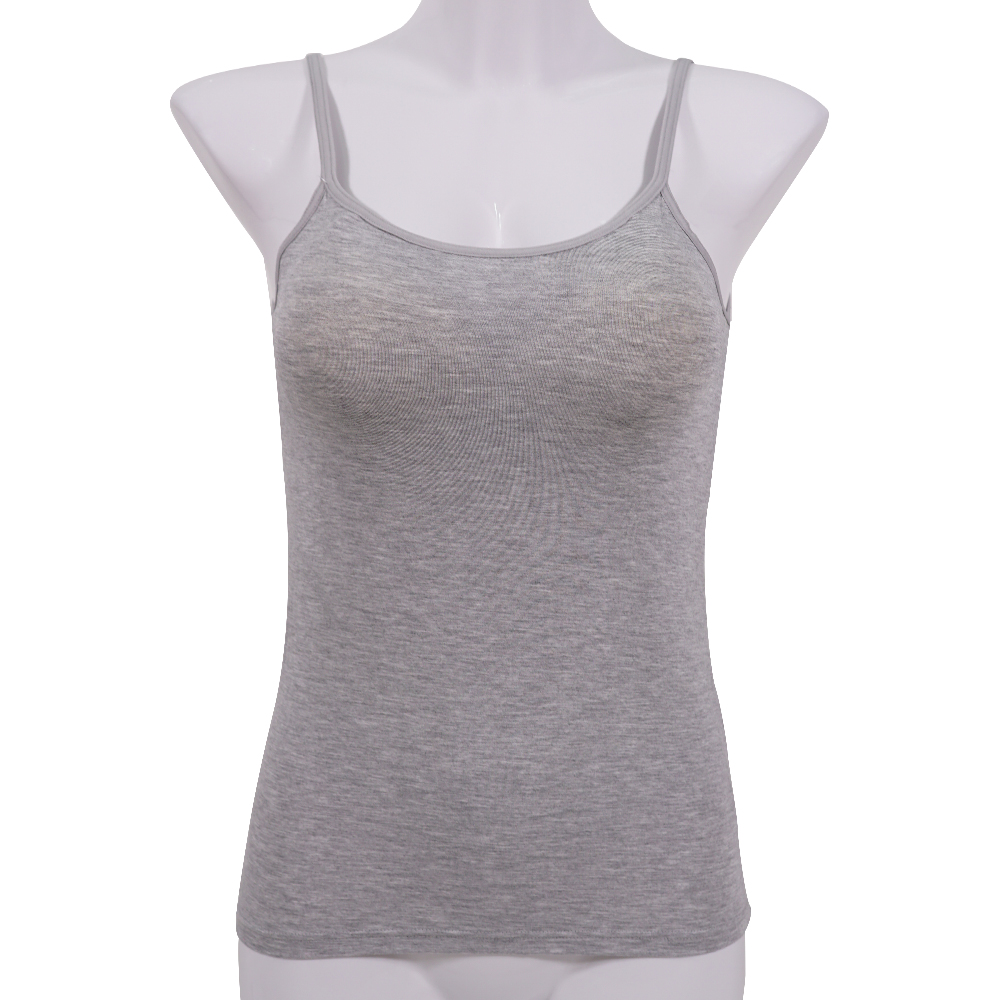 彈性莫代爾細肩帶可調罩杯長小背心