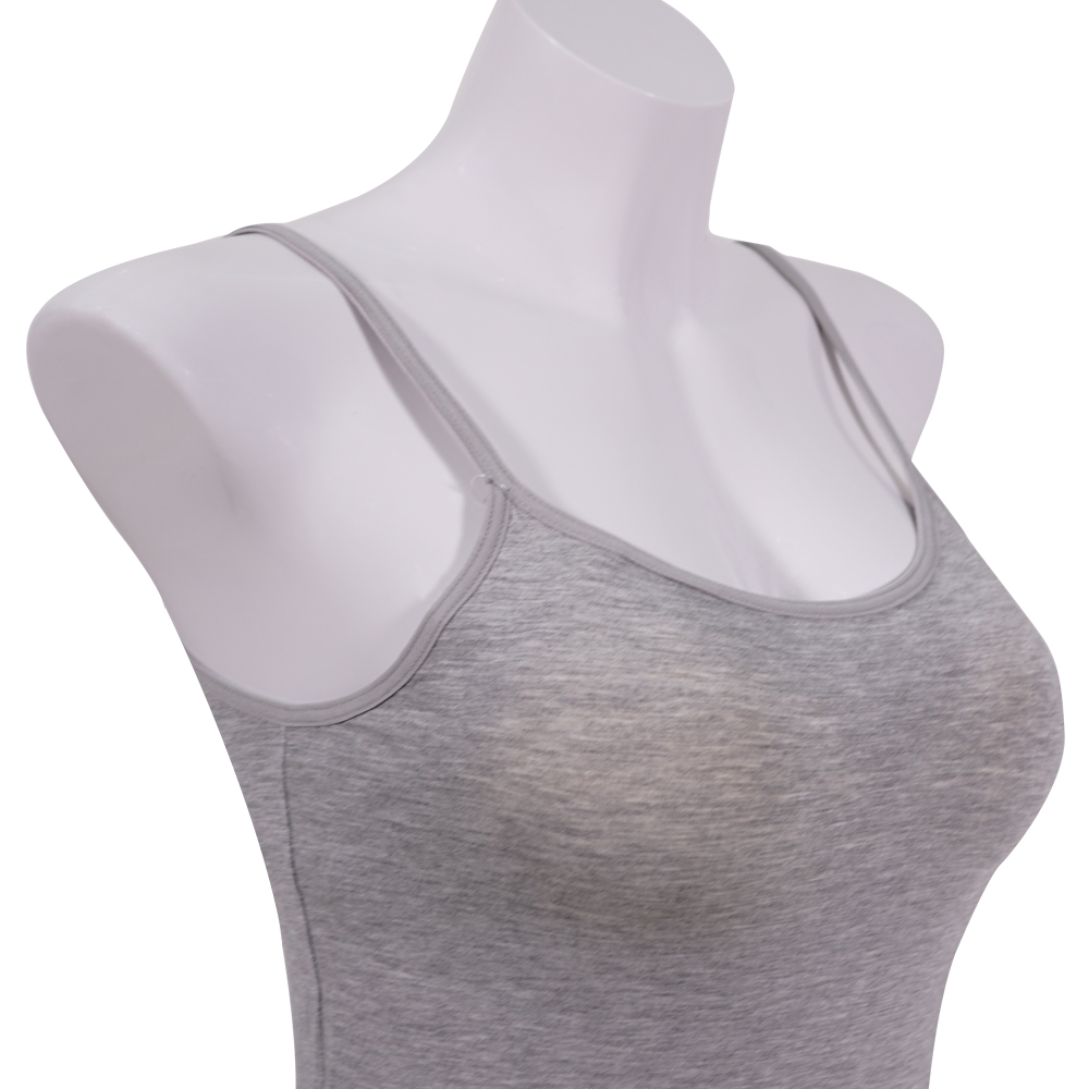 彈性莫代爾細肩帶可調罩杯長小背心