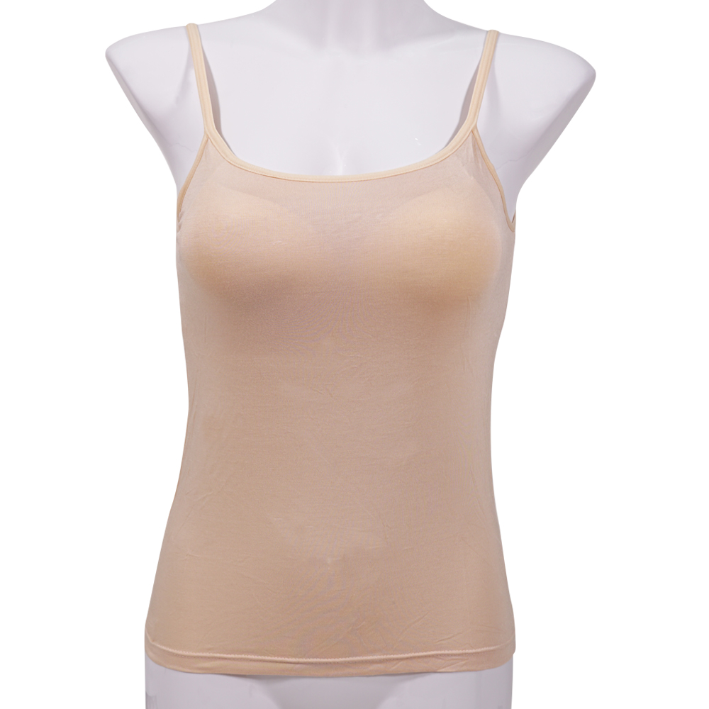 彈性莫代爾細肩帶可調罩杯長小背心