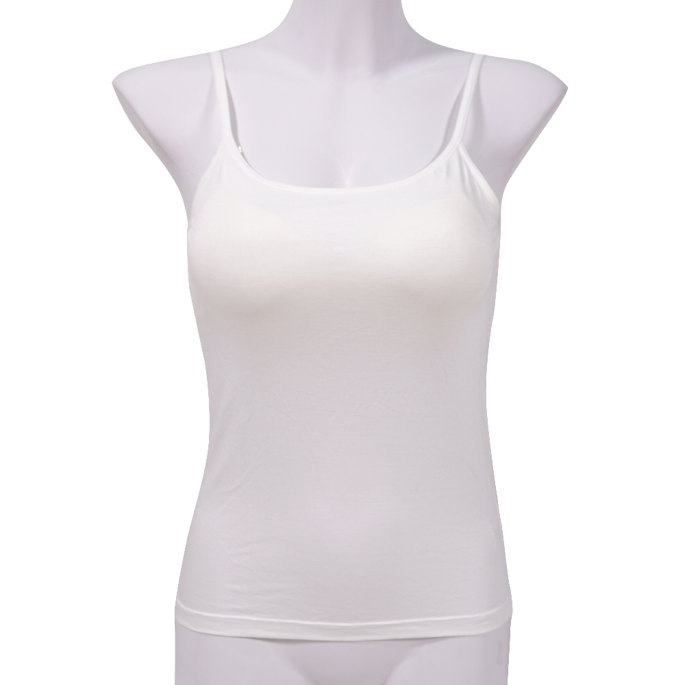 彈性莫代爾細肩帶可調罩杯長小背心