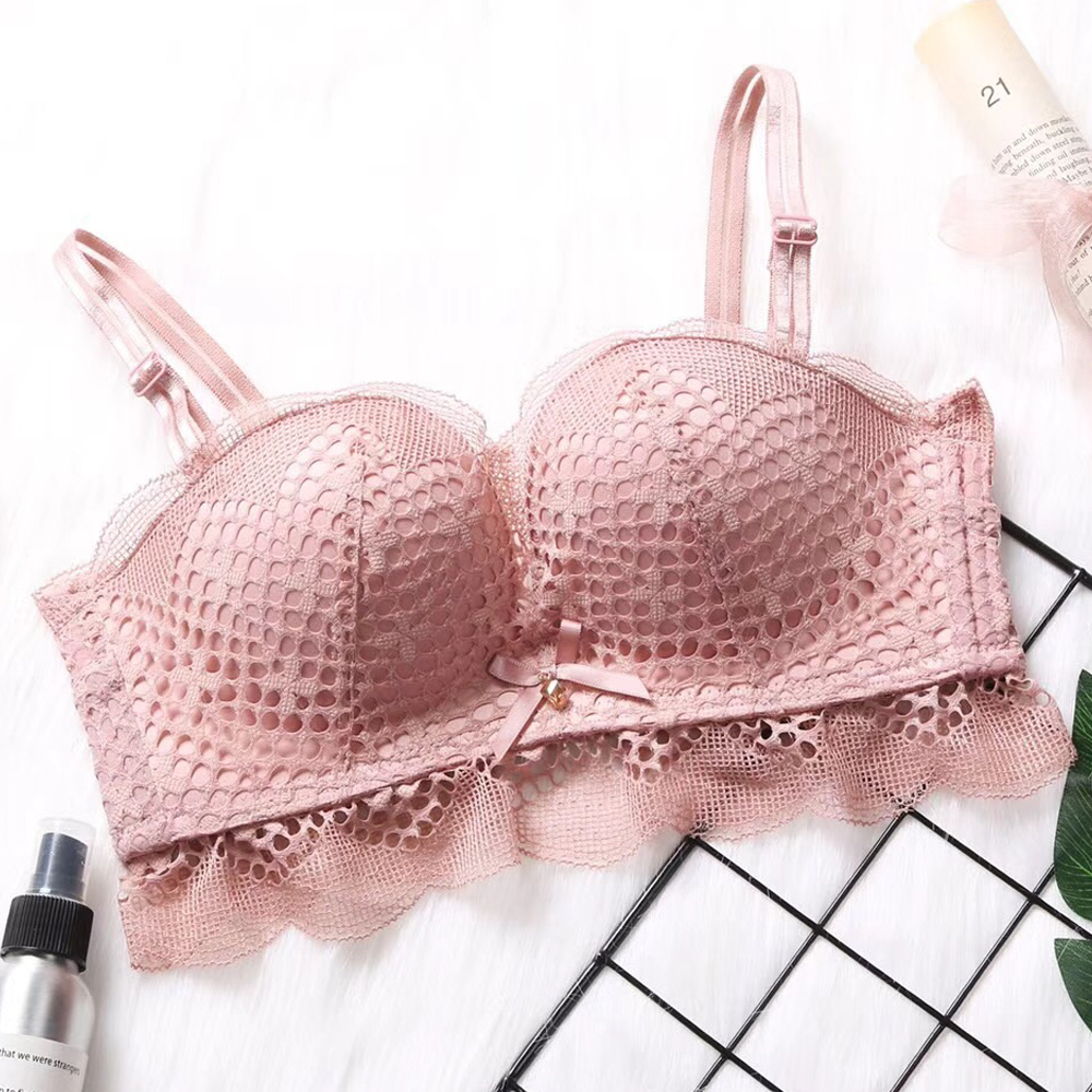 迷網性感蕾絲美背無鋼圈集中內衣