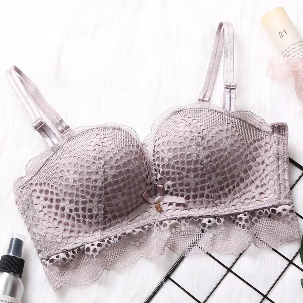 迷網性感蕾絲美背無鋼圈集中內衣