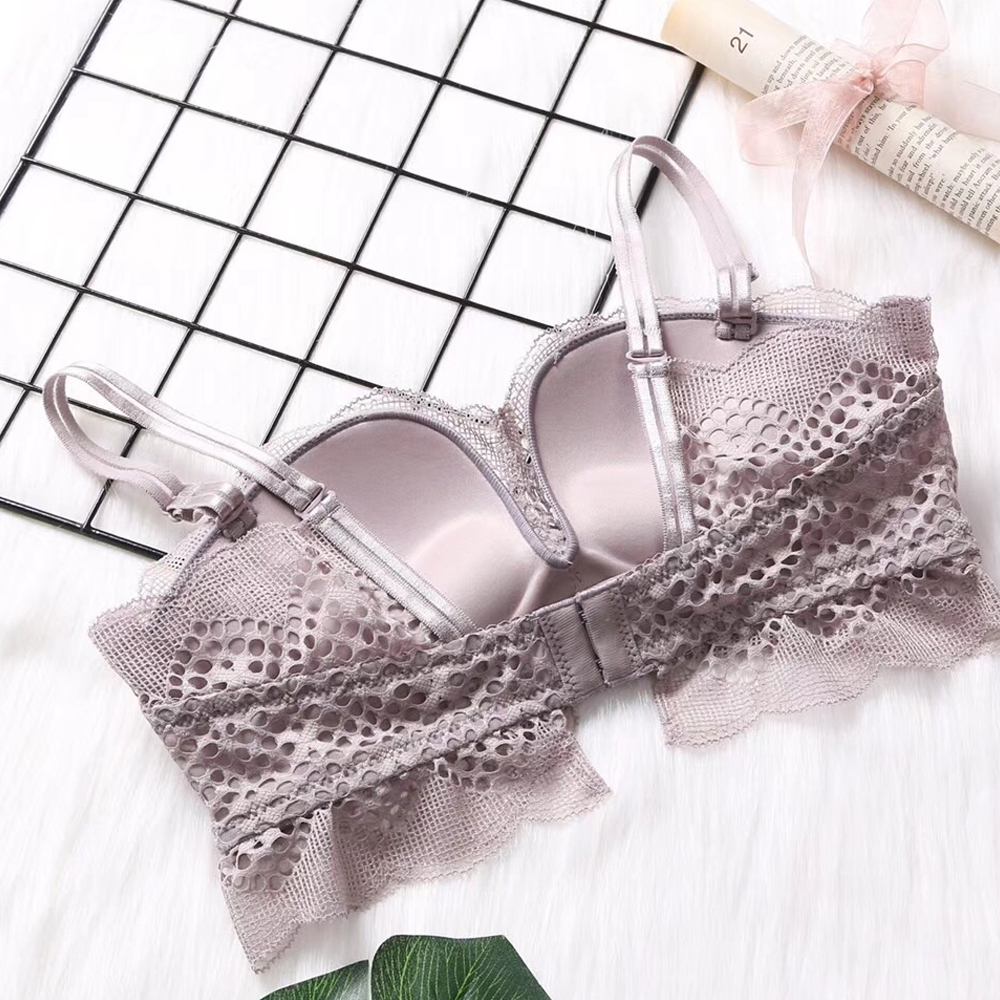 迷網性感蕾絲美背無鋼圈集中內衣