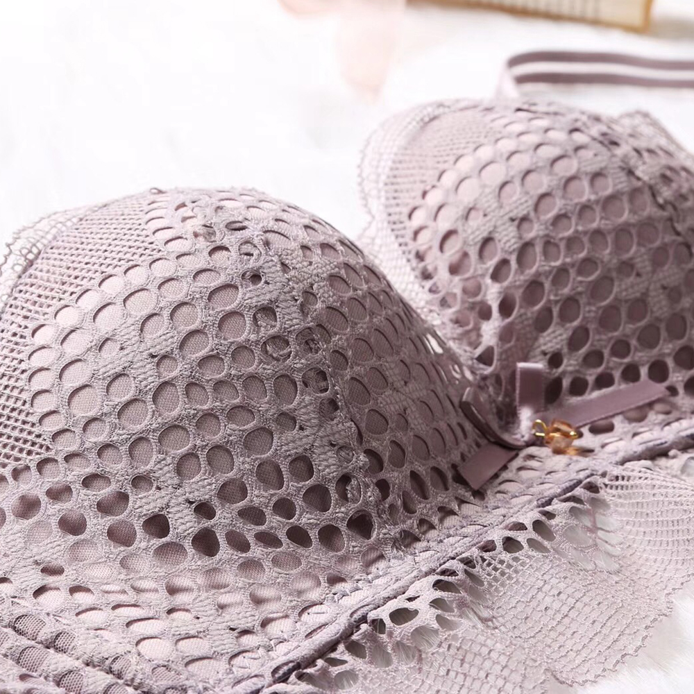 迷網性感蕾絲美背無鋼圈集中內衣