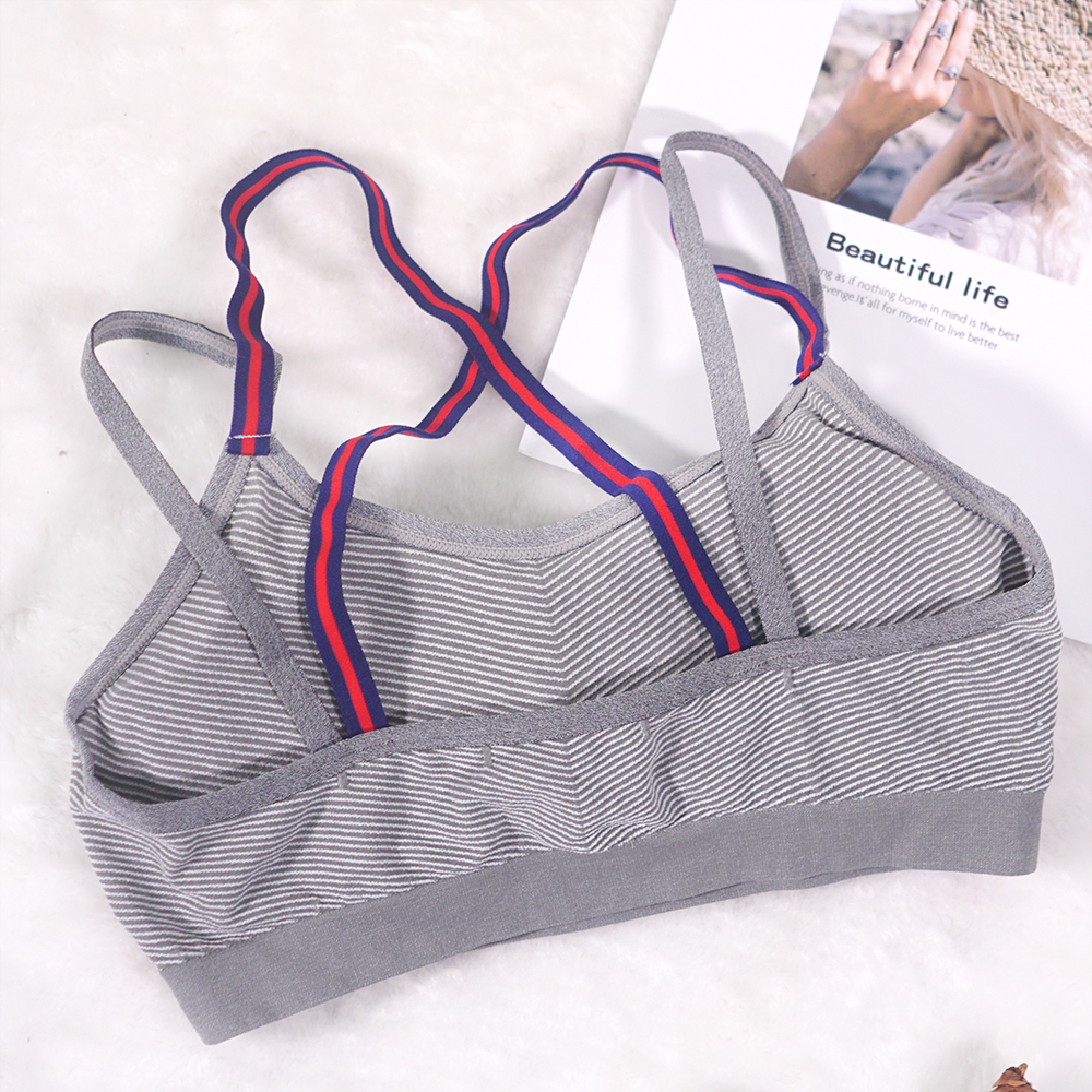 斜紋雙肩帶交叉美背英倫風運動內衣