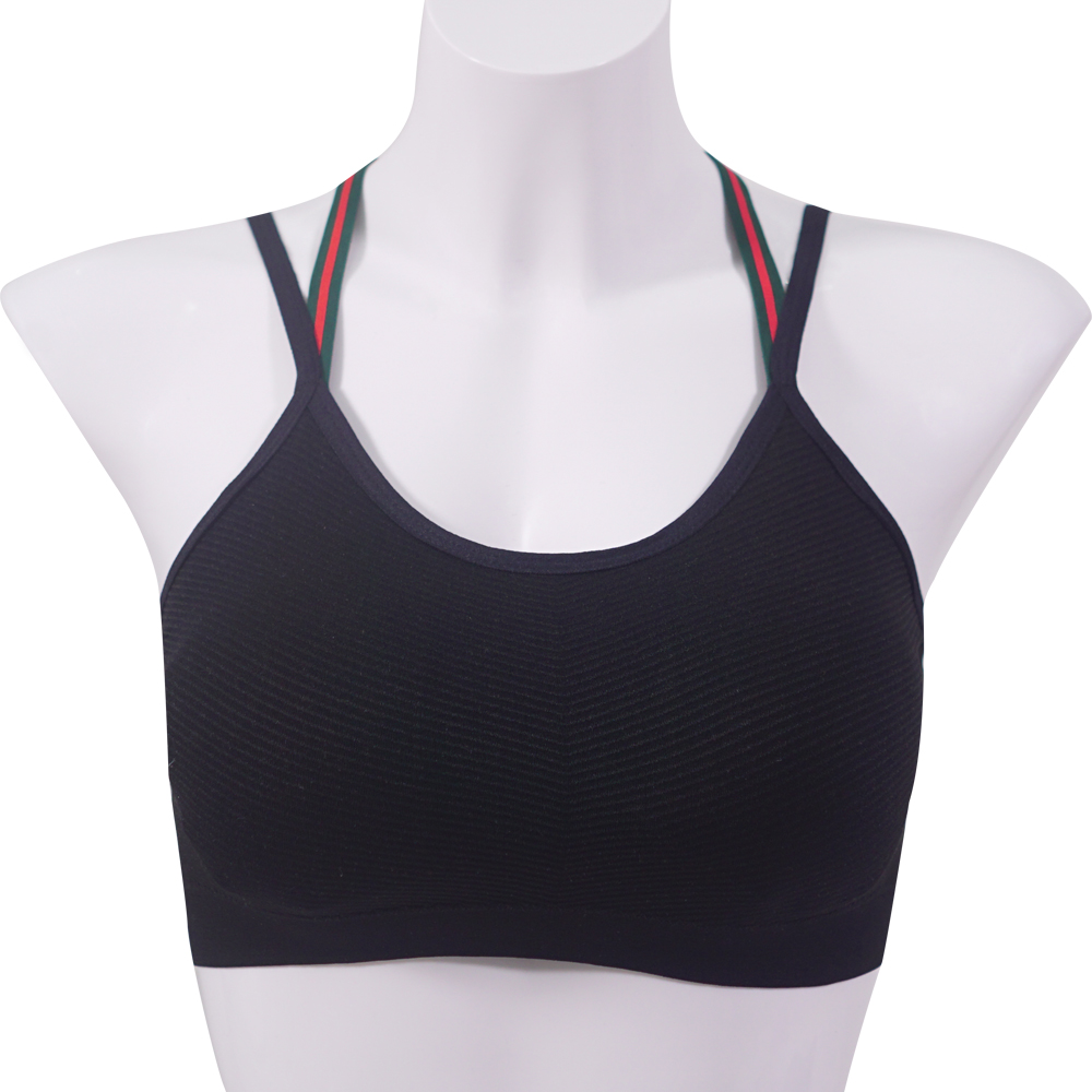 斜紋雙肩帶交叉美背英倫風運動內衣