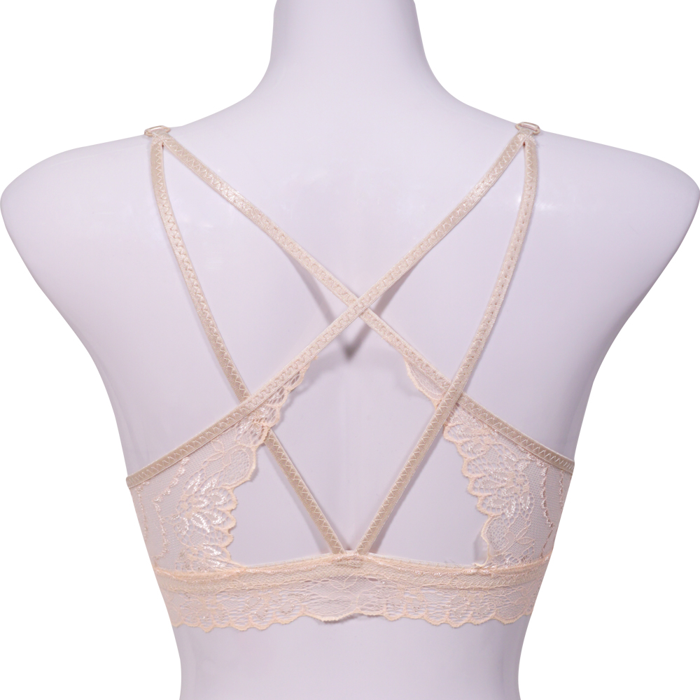 蕾絲性感美背前扣條紋少女內衣