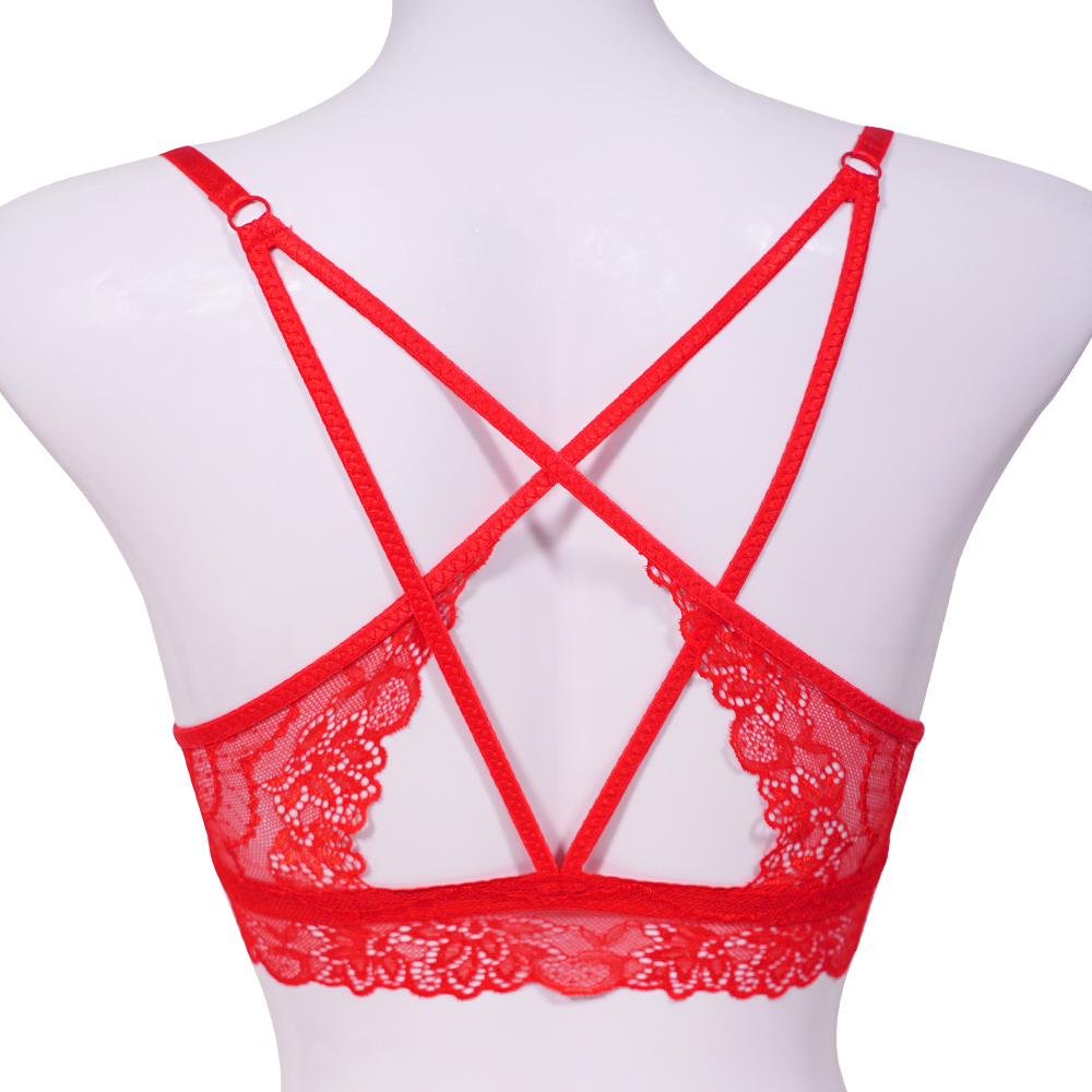 蕾絲性感美背前扣條紋少女內衣