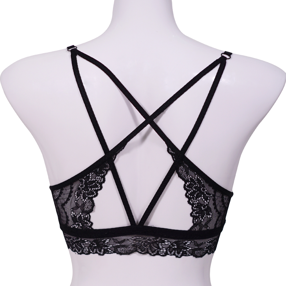 蕾絲性感美背前扣條紋少女內衣