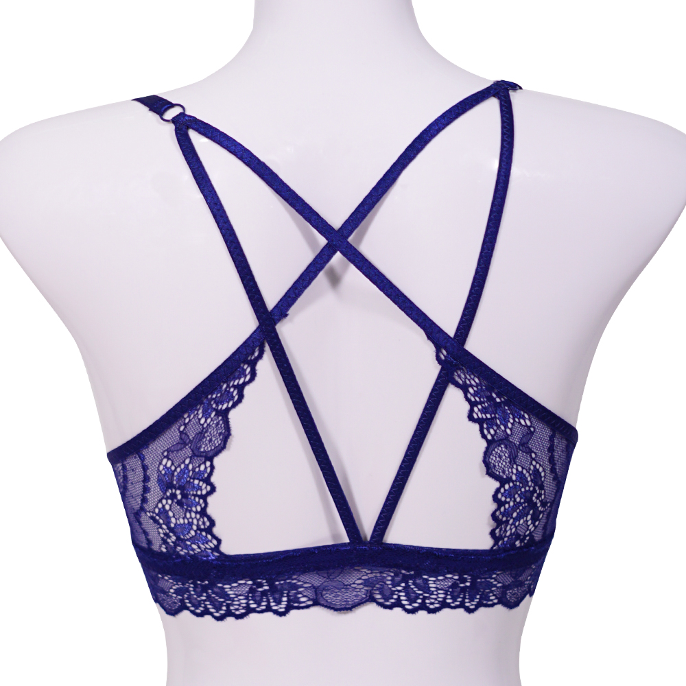 蕾絲性感美背前扣條紋少女內衣