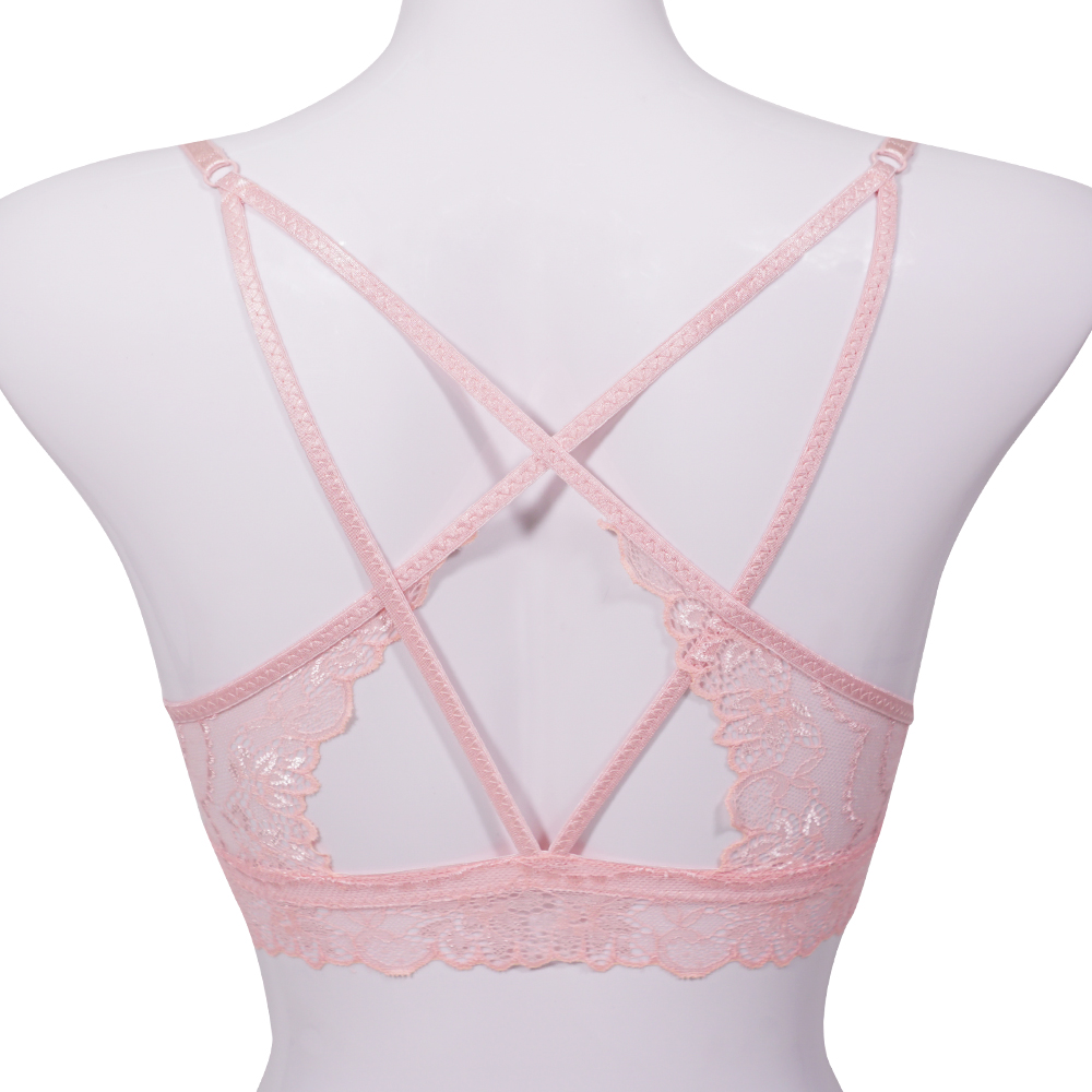 蕾絲性感美背前扣條紋少女內衣