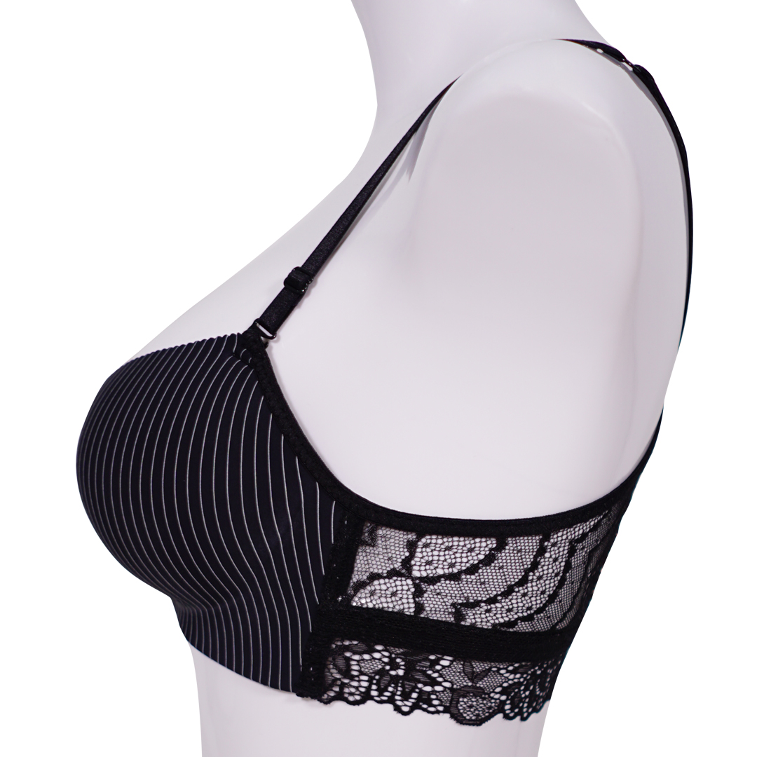 蕾絲性感美背前扣條紋少女內衣