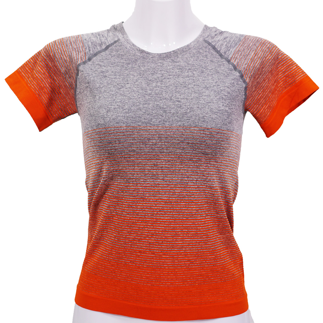 漸變色高彈力透氣圓領運動短袖棉衣