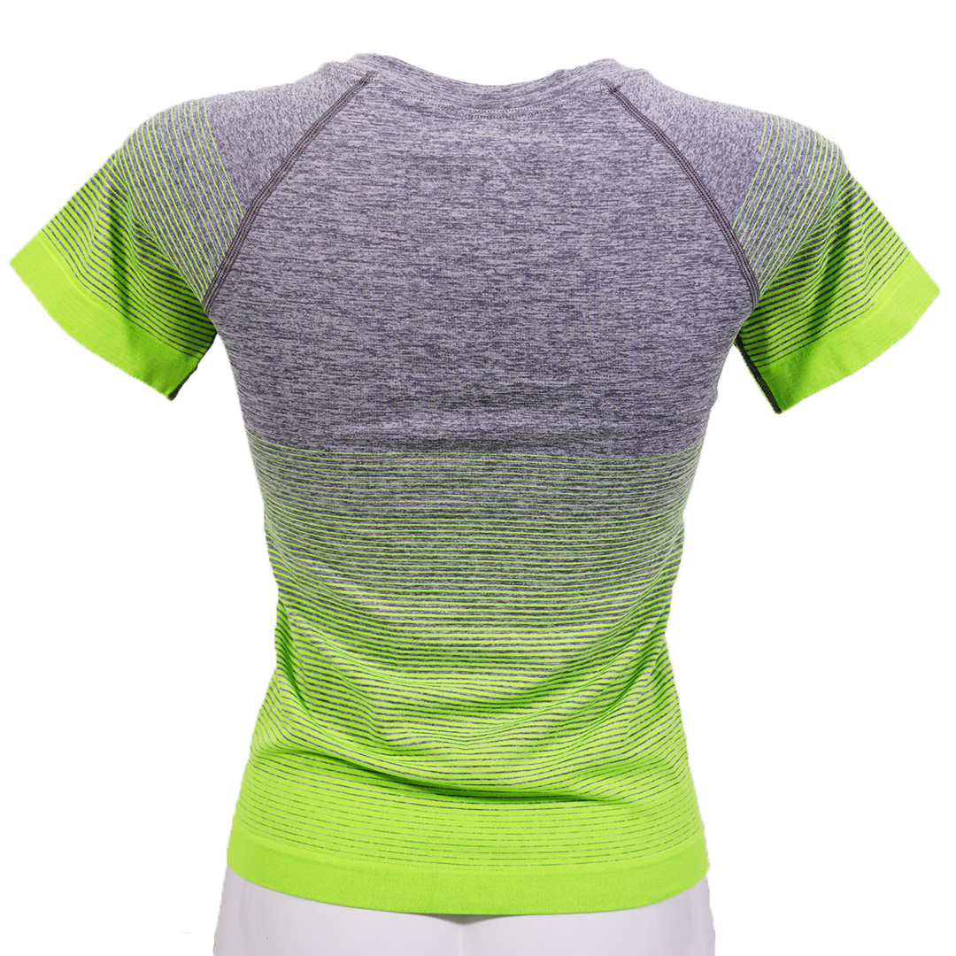 漸變色高彈力透氣圓領運動短袖棉衣