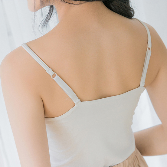 彈性莫代爾細肩帶可調罩杯長小背心