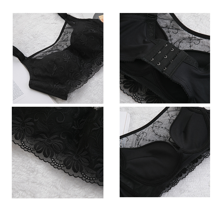 防走光法式蕾絲無圈托高調整型內衣