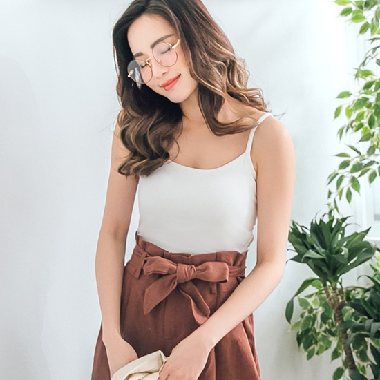 彈性莫代爾細肩帶可調罩杯小背心