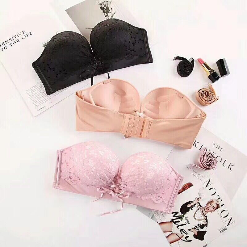 無肩帶無鋼圈蕾絲聚攏防滑內衣