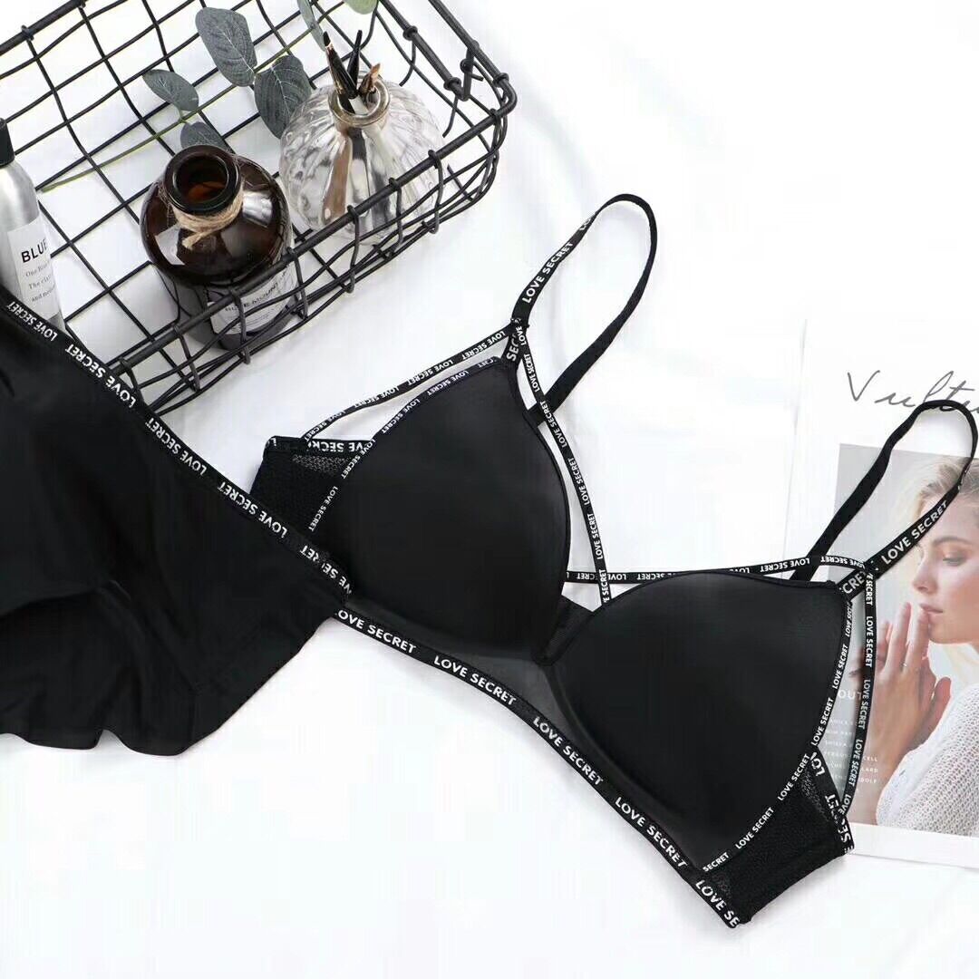 字母肩帶聚攏無痕無鋼圈內衣-首批加送褲仔