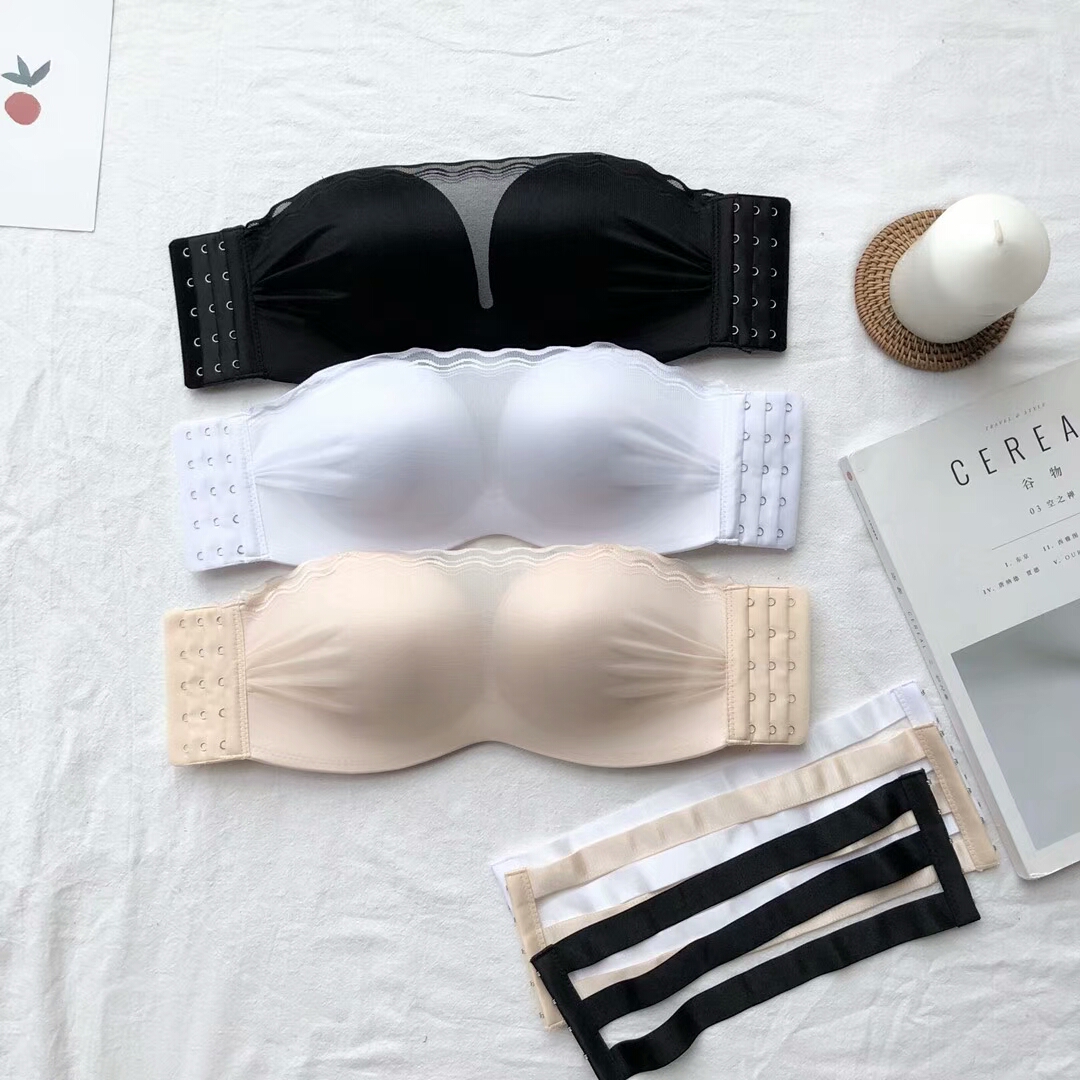 網紗防走光無肩帶抹胸美背內衣