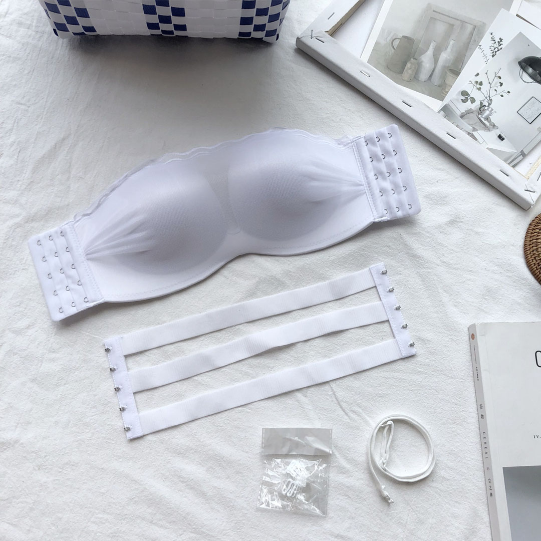 網紗防走光無肩帶抹胸美背內衣