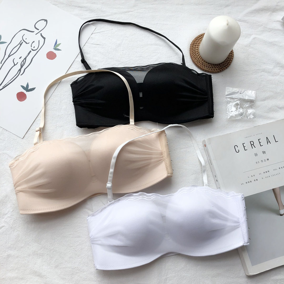 網紗防走光無肩帶抹胸美背內衣