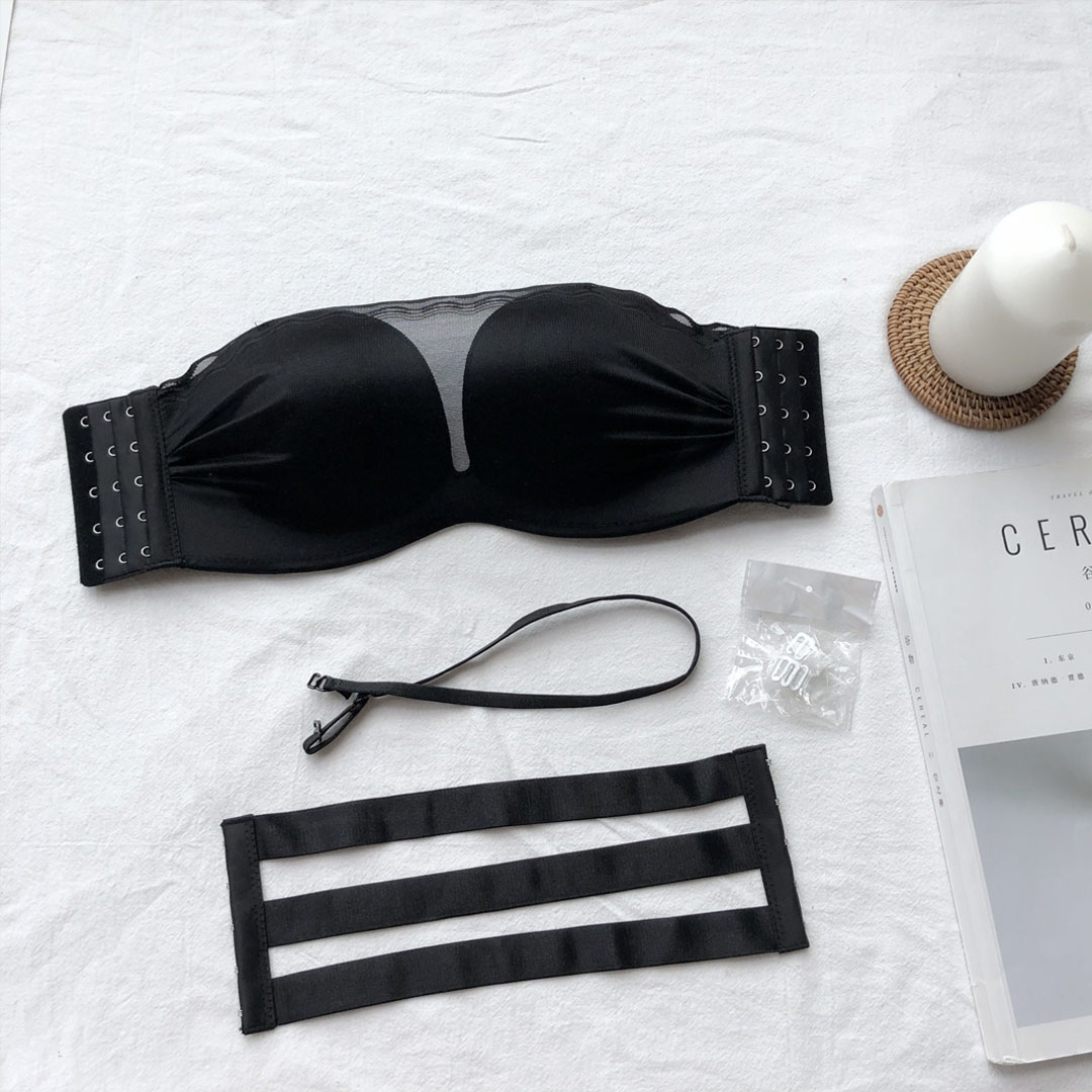 網紗防走光無肩帶抹胸美背內衣