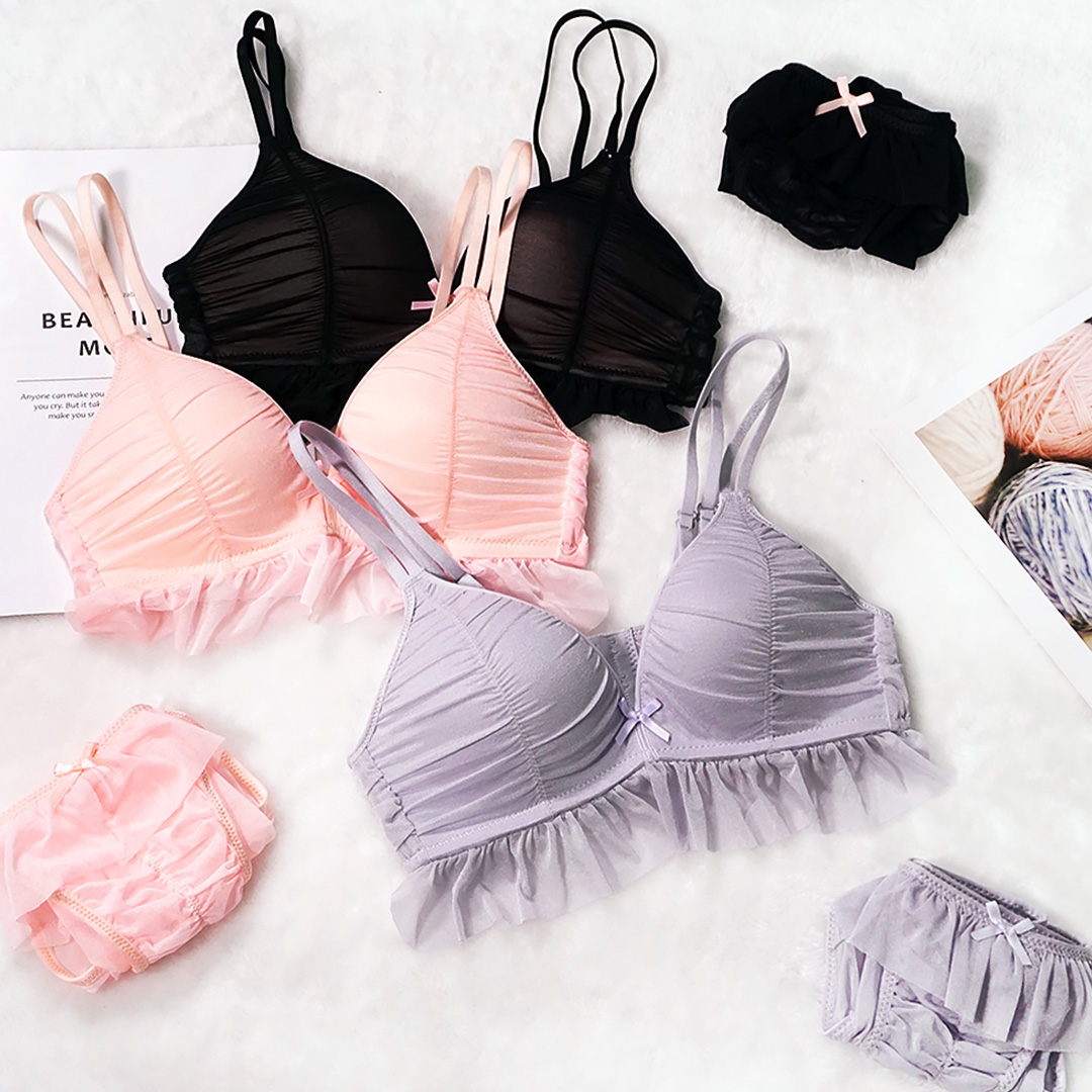 日系三角杯交叉美背性感無鋼圈內衣