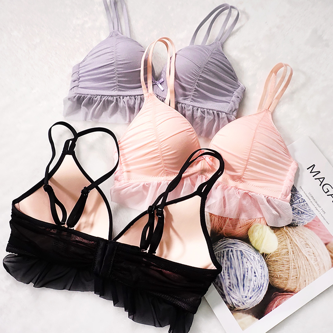 日系三角杯交叉美背性感無鋼圈內衣