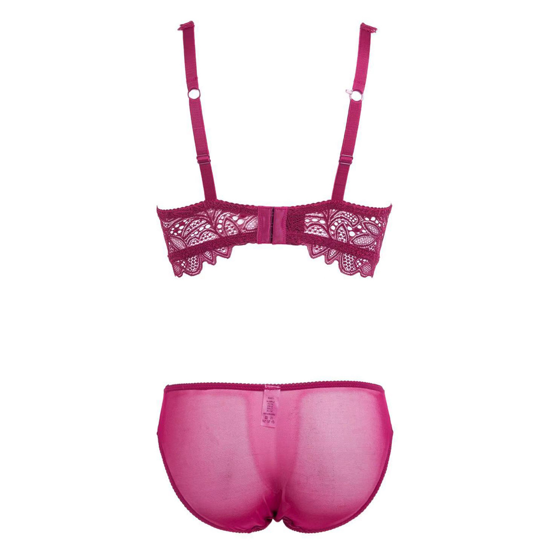 歐美風性感蕾絲花瓣刺繡聚攏美背無鋼圈內衣