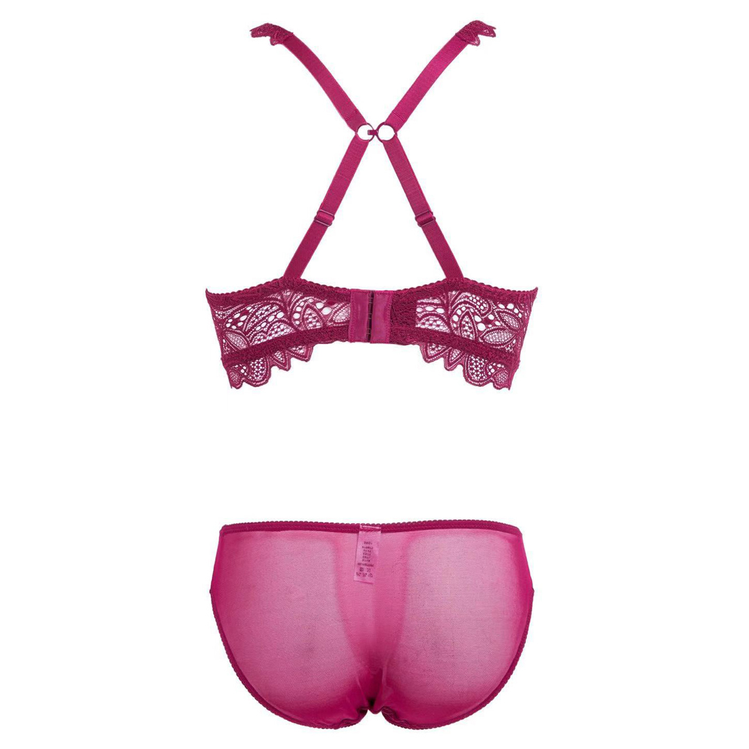 歐美風性感蕾絲花瓣刺繡聚攏美背無鋼圈內衣