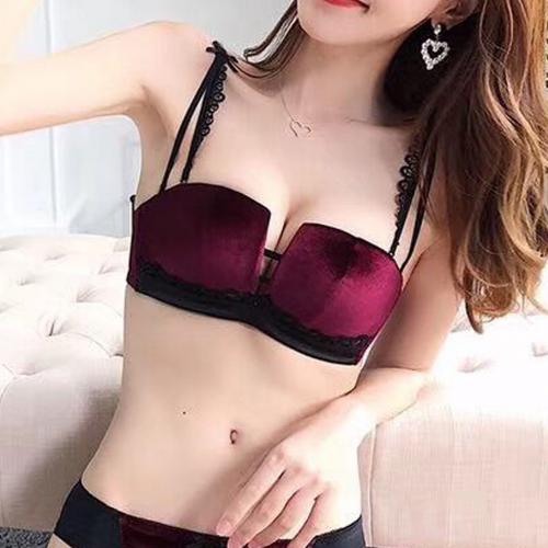 絲絨杯面調整型收副乳上托性感内衣