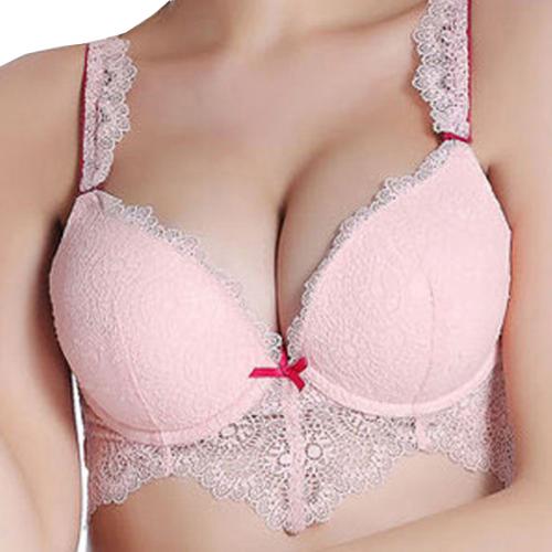 性感魅力撞色肩帶聚攏蕾絲内衣