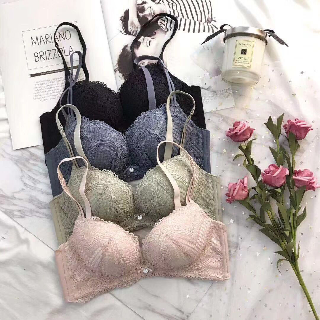 親膚透氣，純棉上薄下厚小胸聚攏蕾絲内衣