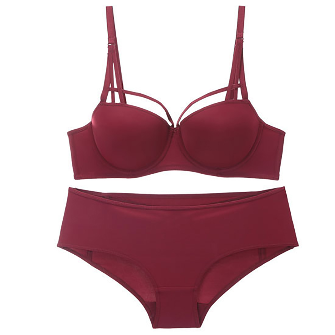 簡約光面小胸聚攏上托性感交叉肩帶有鋼圈內衣