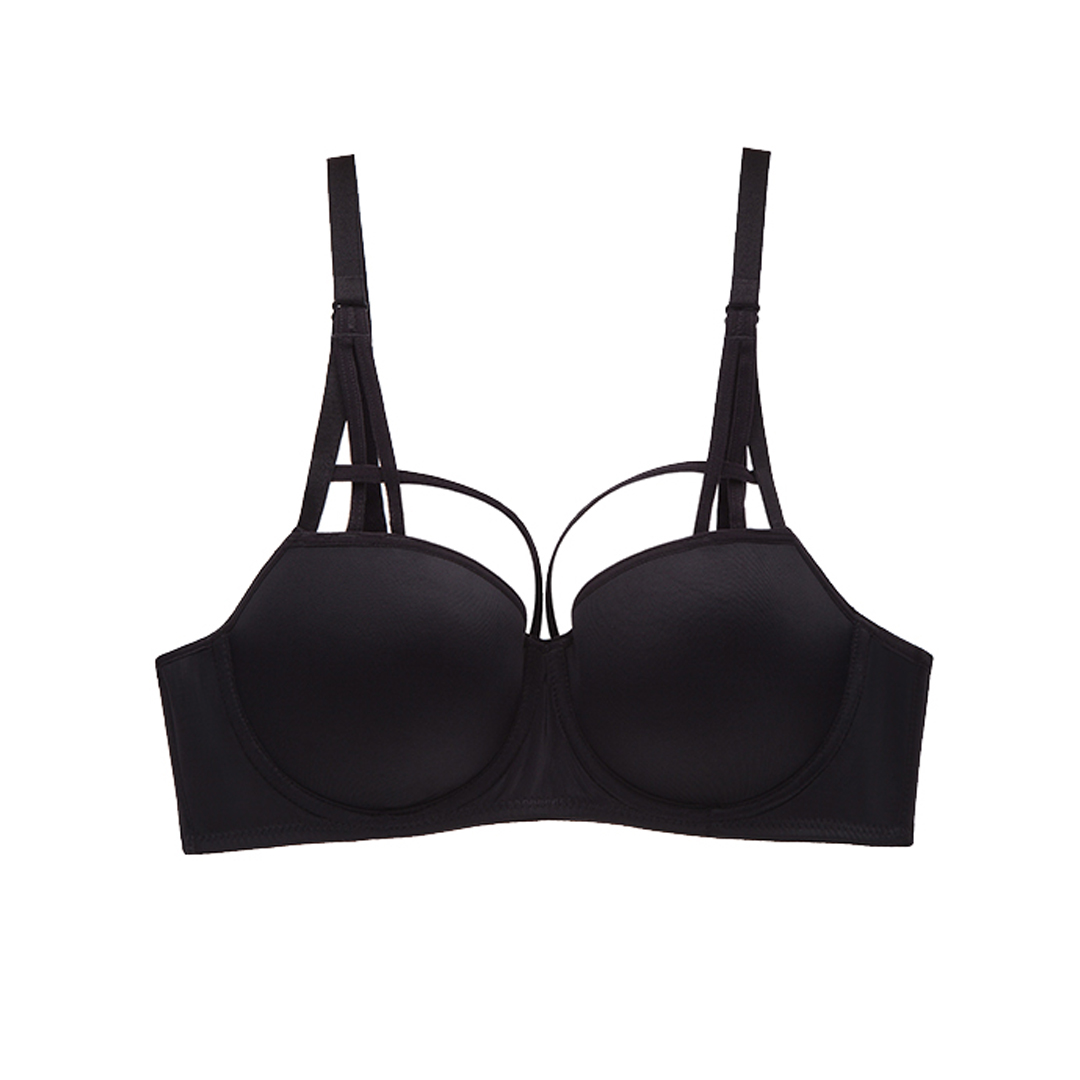 簡約光面小胸聚攏上托性感交叉肩帶有鋼圈內衣