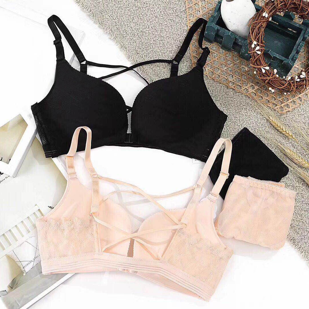 親膚云感棉，誘人前扣性感交叉美背無鋼圈內衣