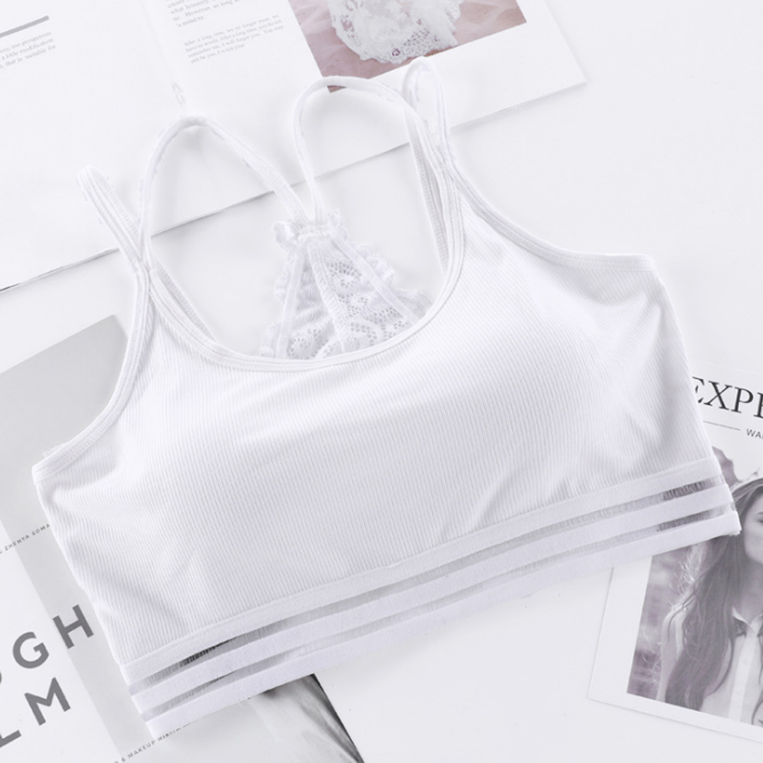 新款蕾絲美背裹胸防走光帶胸墊螺紋內衣