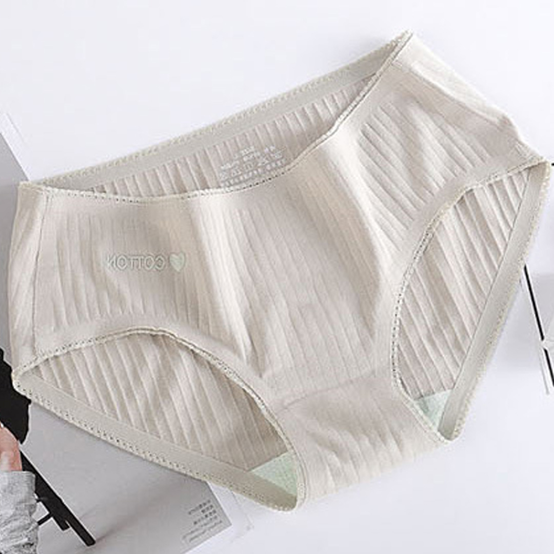 一片式薄款中腰性感螺紋無痕純棉襠純色內褲