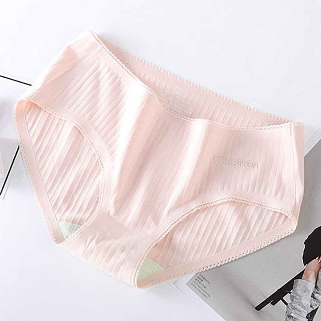 一片式薄款中腰性感螺紋無痕純棉襠純色內褲